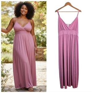 SWAK Plus Size Pink Maxi Dress 3X Flowy Adjustable Strap Boho Summer Sundress